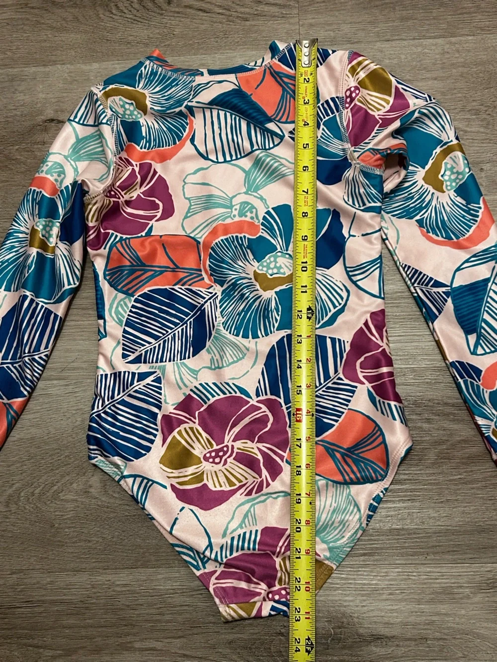 Tea Collection Girls Floral Rash Guard One Piece Swimsuit Sz 10 Long Sleeve
